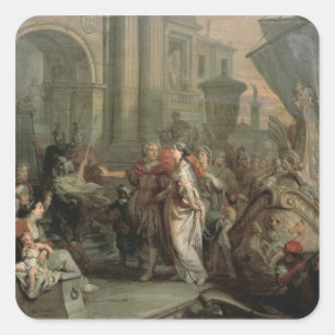 De ontscheping van Cleopatra in Tarsus (olie op Vierkante Sticker