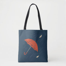 De ontsnappende paraplu - Minimal Rainy Mood Art Draagtas