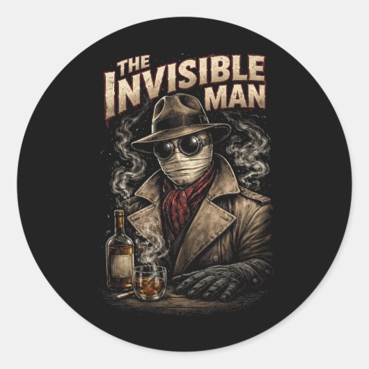 De onzichtbare man ronde sticker (Voorkant)