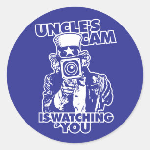 De Oom kijkt naar je Ronde Sticker