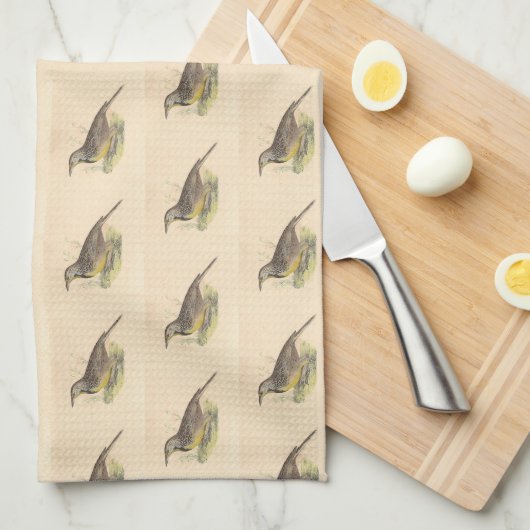 De oostelijke beemdhaai (Sturnella magna) NY Vogel Theedoek (Quarter Fold)