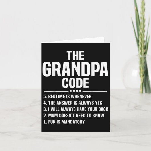 De Opa Code Cool Grootvader Joke Vaderdag Kaart (Voorkant)