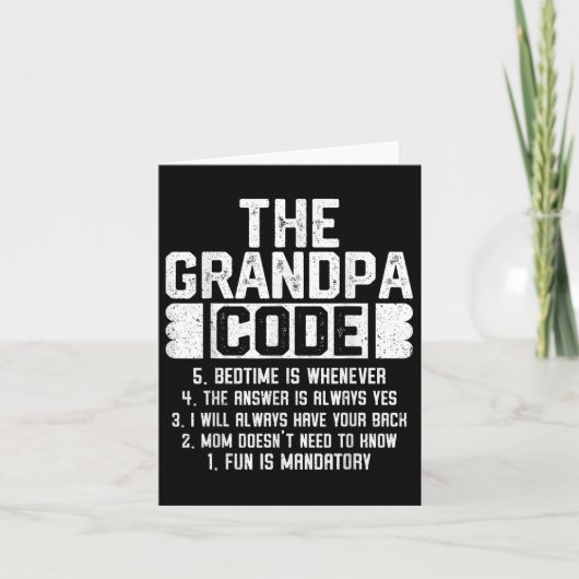 De Opa Code Cool Grootvader Joke Vaderdag Kaart (Voorkant)