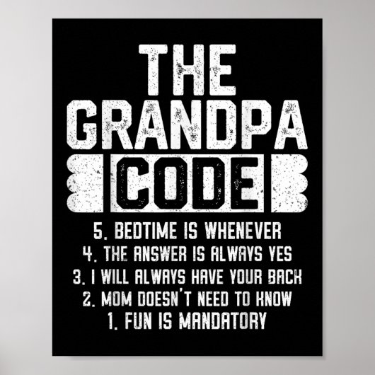 De Opa Code Cool Grootvader Joke Vaderdag Poster (Voorkant)