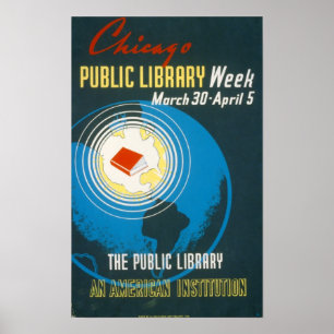 De openbare bibliotheek Vintage Poster