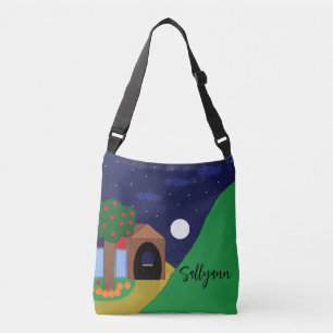 De opgaande maan met de appelboom en de berg: crossbody tas