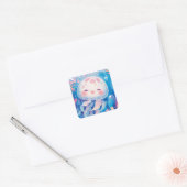 De opgewekte kwal gloeien vierkante sticker (Envelop)