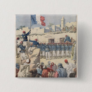De opkomst van de Franse vlag op Timbuktu Vierkante Button 5,1 Cm