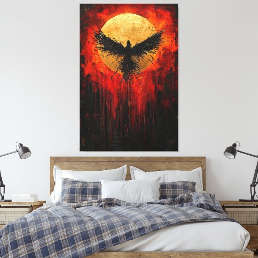 De opkomst van de Phoenix Contemporary Expressioni Canvas Afdruk (Insitu (Slaapkamer))