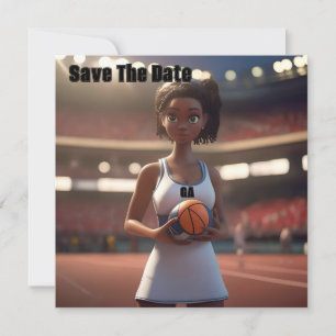 De opkomst van het bruine netball meisje save the date