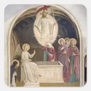 De opleving van Christus en de vrome vrouwen op Vierkante Sticker