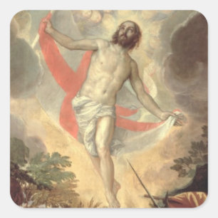 De opleving van Christus (olie op canvas) Vierkante Sticker