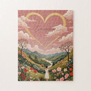 De oprechte blik van een meisje gepersonaliseerd legpuzzel