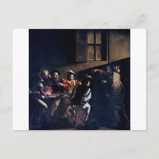 De oproep van Saint Matthew, Caravaggio Briefkaart (Voorkant)