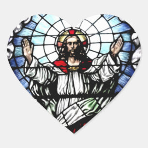 De opstanding van onze Heer (Glas in lood) Hart Sticker