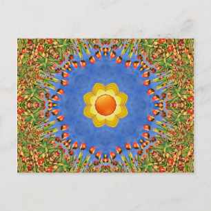 De Oranje blauwe kaleidoscoop van de zon Briefkaart