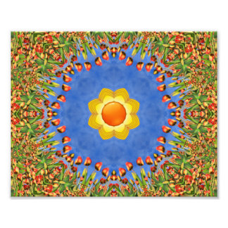 De Oranje blauwe kaleidoscoop van de zon Foto Afdruk