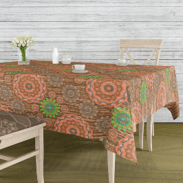 De Oranje bloemige regenachtige snijvezels zijn ge Tafelkleed