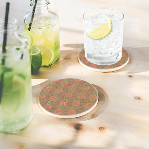 De Oranje bloemige regenachtige snijvezels zijn ge Zandsteen Onderzetter