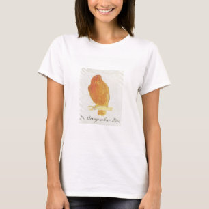 De Oranje kleurenvogel uit 'zestien tekeningen van T-shirt