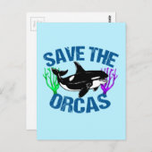 De Orcas Cute opslaan Briefkaart (Voorkant / Achterkant)