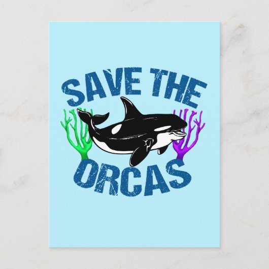 De Orcas Cute opslaan Briefkaart (Voorkant)