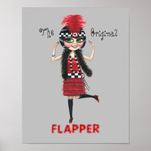 De originele Flapper Girl Roaring '20s Cute Doll Poster