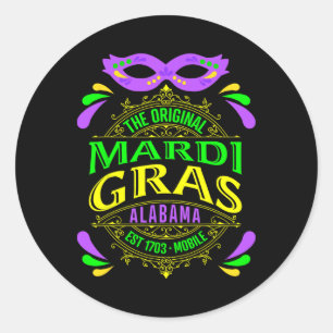 De originele mobiele Alabyma Mardi Gras 2025 Ronde Sticker