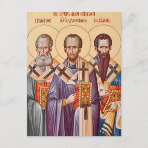De Orthodoxe christelijke icoon van de Drie Hiërar Briefkaart