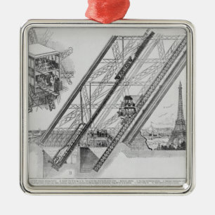 De Otis Elevator in de Eiffeltoren Metalen Ornament