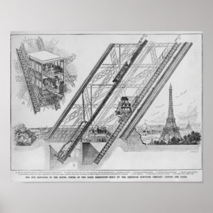 De Otis Elevator in de Eiffeltoren Poster