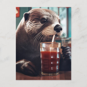 De Otter Drink in een café Briefkaart