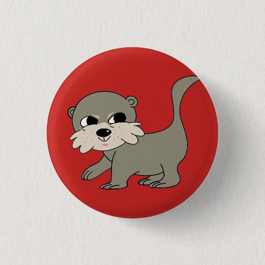 De Otter van het team knoop - rood Ronde Button 3,2 Cm (Voorkant)