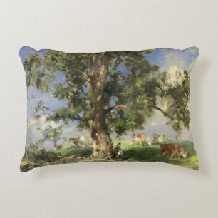 De oude asboom (olie op canvas) accent kussen