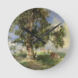 De oude asboom (olie op canvas) ronde klok