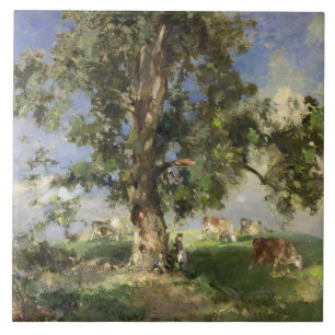 De oude asboom (olie op canvas) tegeltje