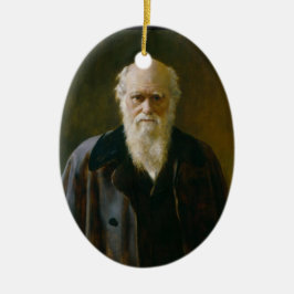 De oude Atheïst van Charles Darwin een Ovaal Keramisch Ornament