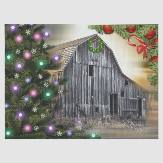 De oude Barn Kerstmis Tissuepapier (Voorkant)