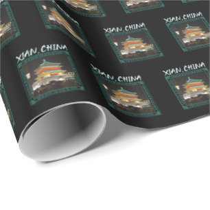 De oude Chinese klokkentoren Cadeaupapier
