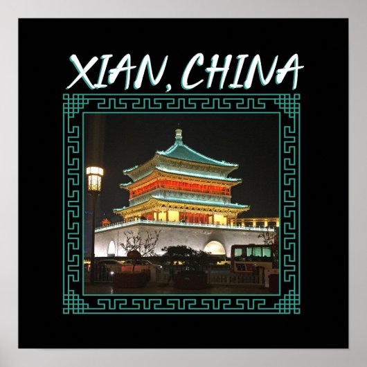 De oude Chinese klokkentoren Poster (Voorkant)