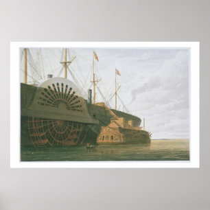 De oude Frigate HMS Agamemnon met haar gewicht. Poster
