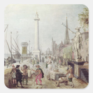 De oude haven Antwerpen Vierkante Sticker