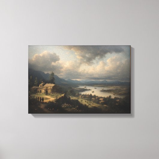 De Oude Haven in de Avondschemering Canvas Afdruk (Voorkant)