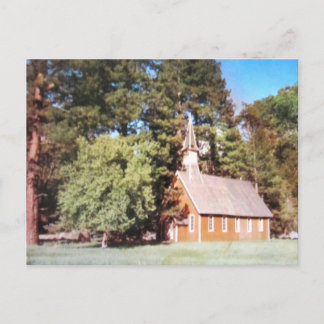De oude kerk Yosemite California. Vintage Briefkaart