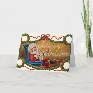 De oude Kerstman van de Kerstkaart van de Tijd Feestdagen Kaart