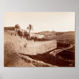 De oude muren van Jeruzalem en de berg Olijven Poster