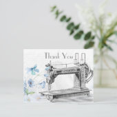 De oude  naaigmachine bedankt briefkaart (Staand voorkant)