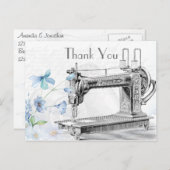 De oude  naaigmachine bedankt briefkaart (Voorkant / Achterkant)