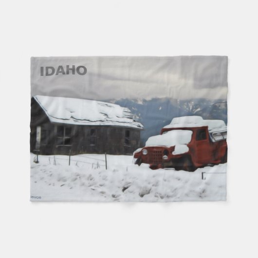 De oude Red Truck Fleece Deken (Voorkant (Horizontaal))