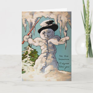 De oude Snowman Vakantiekaart Feestdagen Kaart